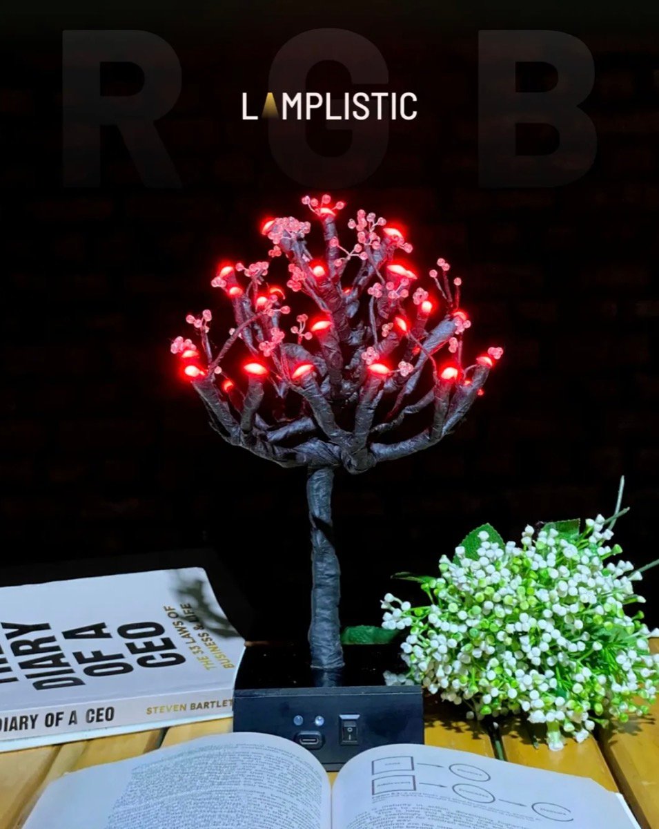 Ember Blossom smart RGB tree lamp glowing red